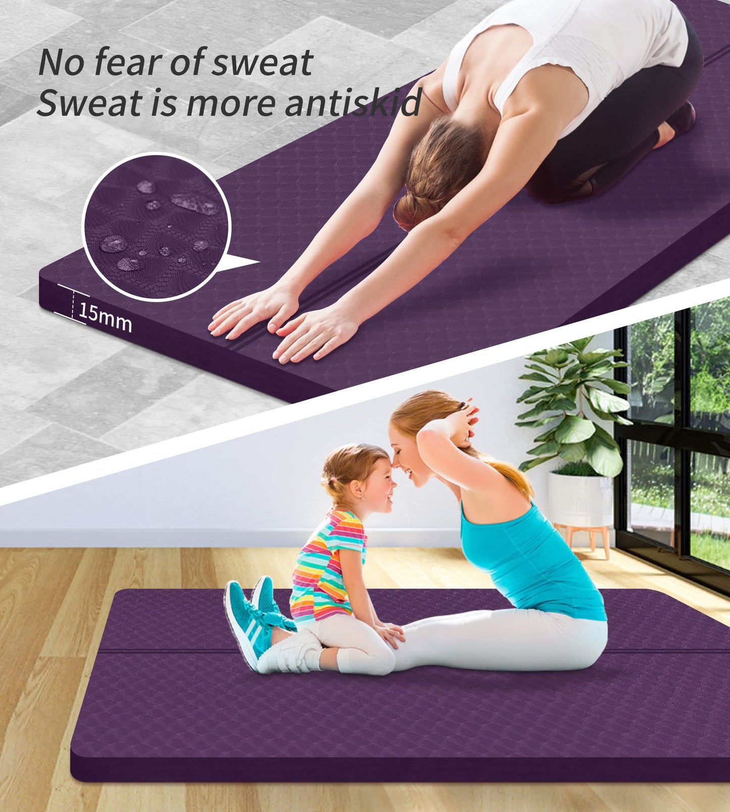 Nuveti Large Thick Yoga & Exercise Mat with Bag