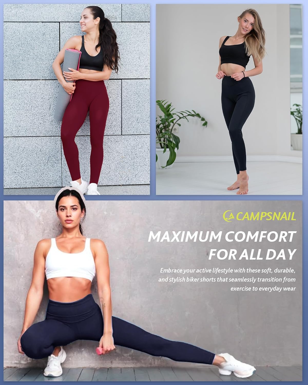 CAMPSNAIL 4-Pack Women’s High Waisted Leggings