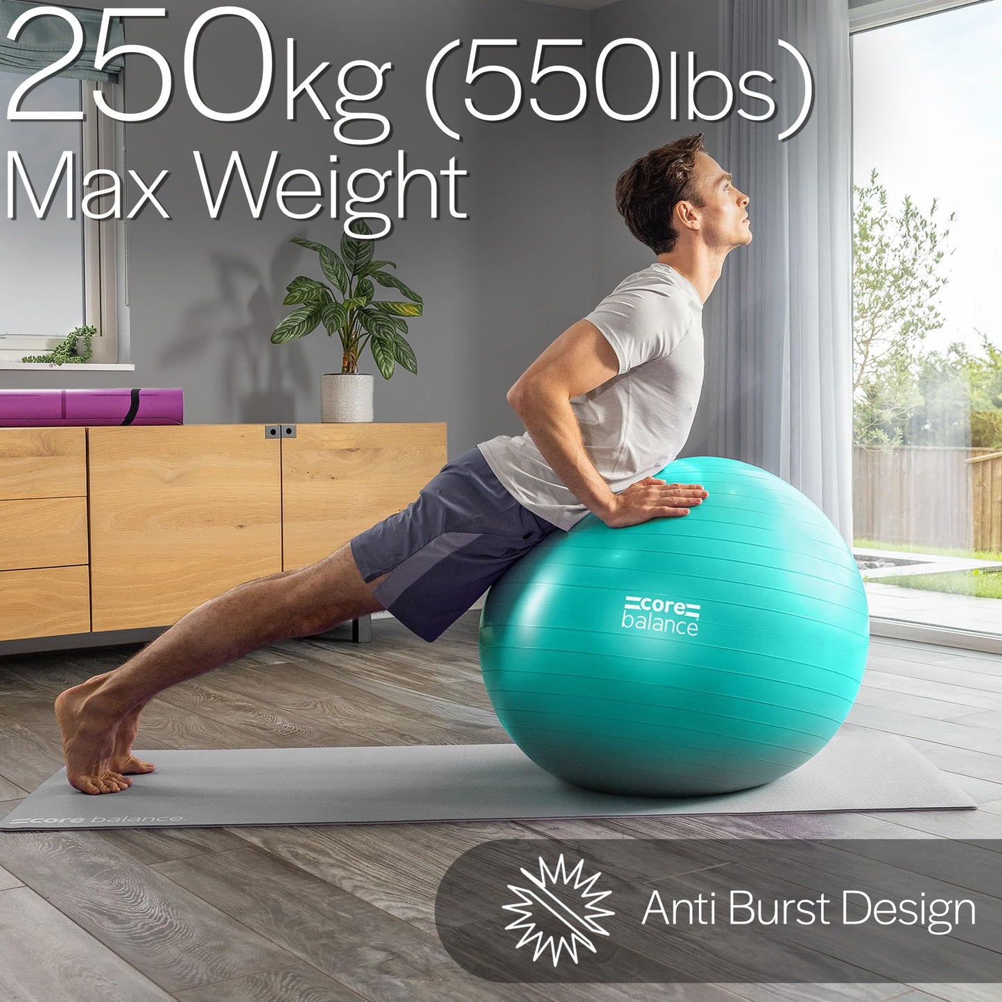 Exercise Ball – Anti-Burst, Slip-Resistant, with Pump