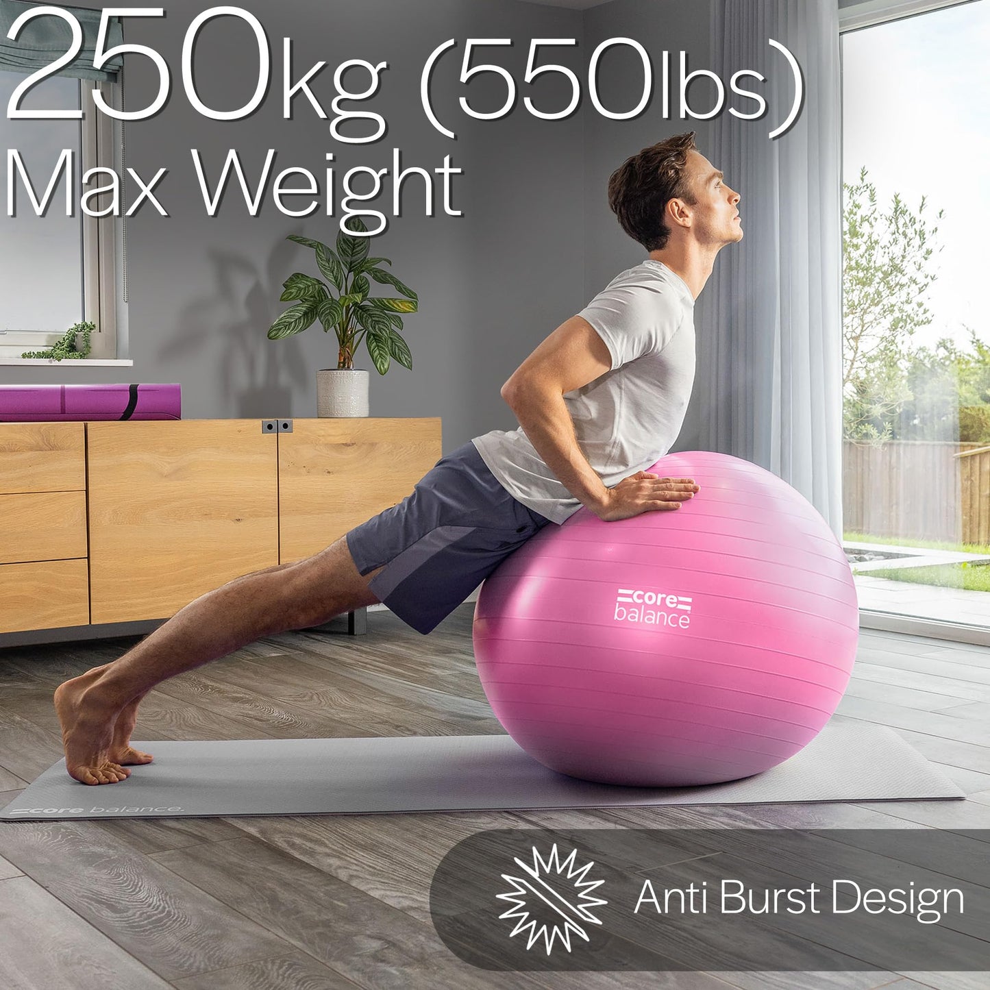 Exercise Ball – Anti-Burst, Slip-Resistant, with Pump