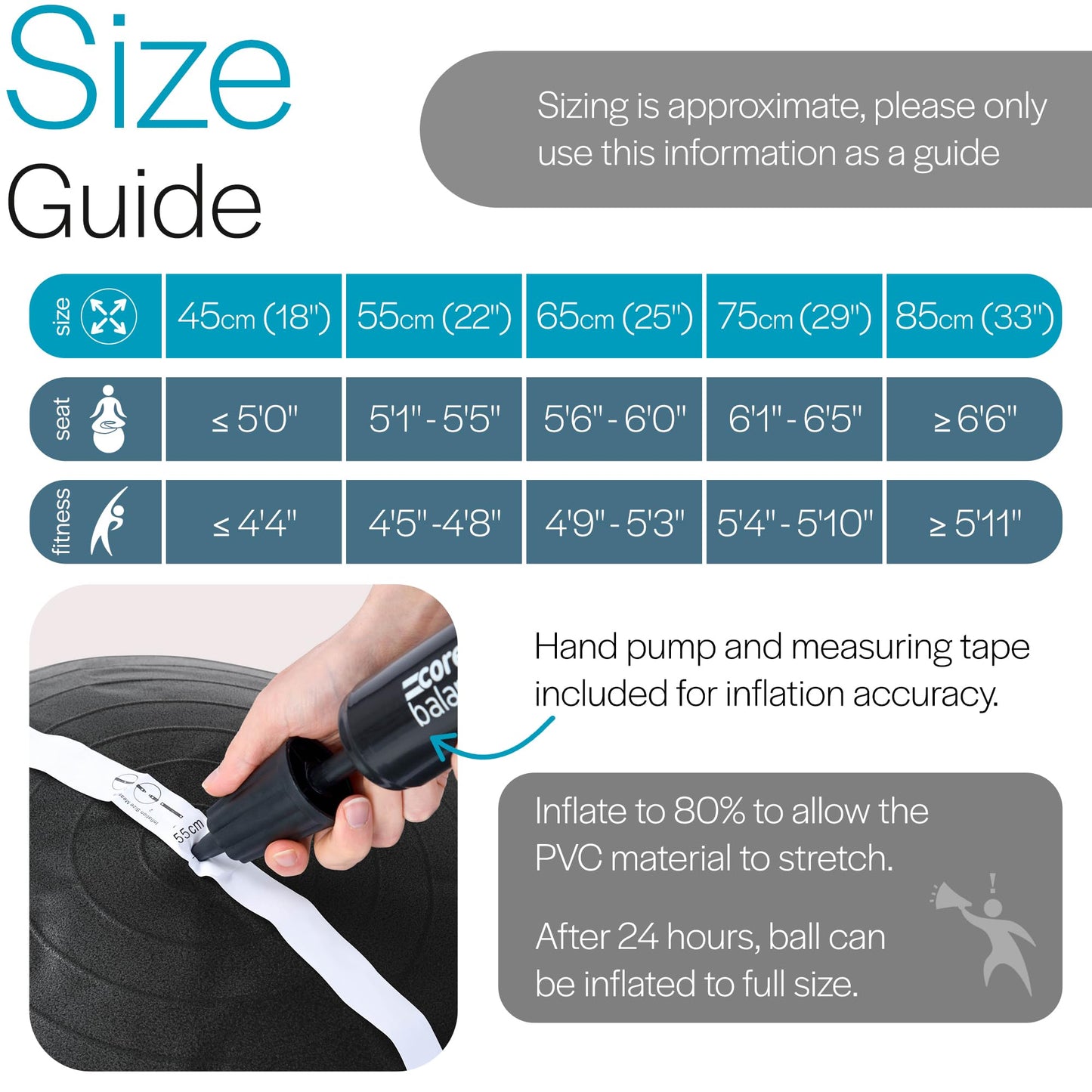 Exercise Ball – Anti-Burst, Slip-Resistant, with Pump