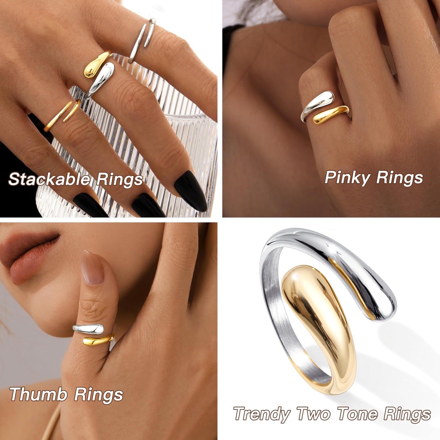 Gold Chunky Adjustable Rings