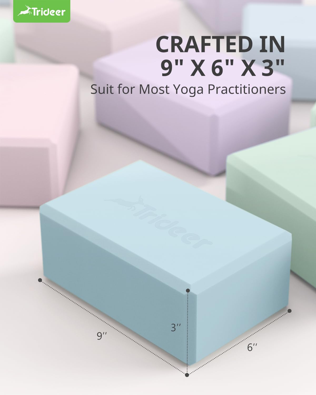 Trideer Yoga Blocks 2-Pack – Non-Slip Foam
