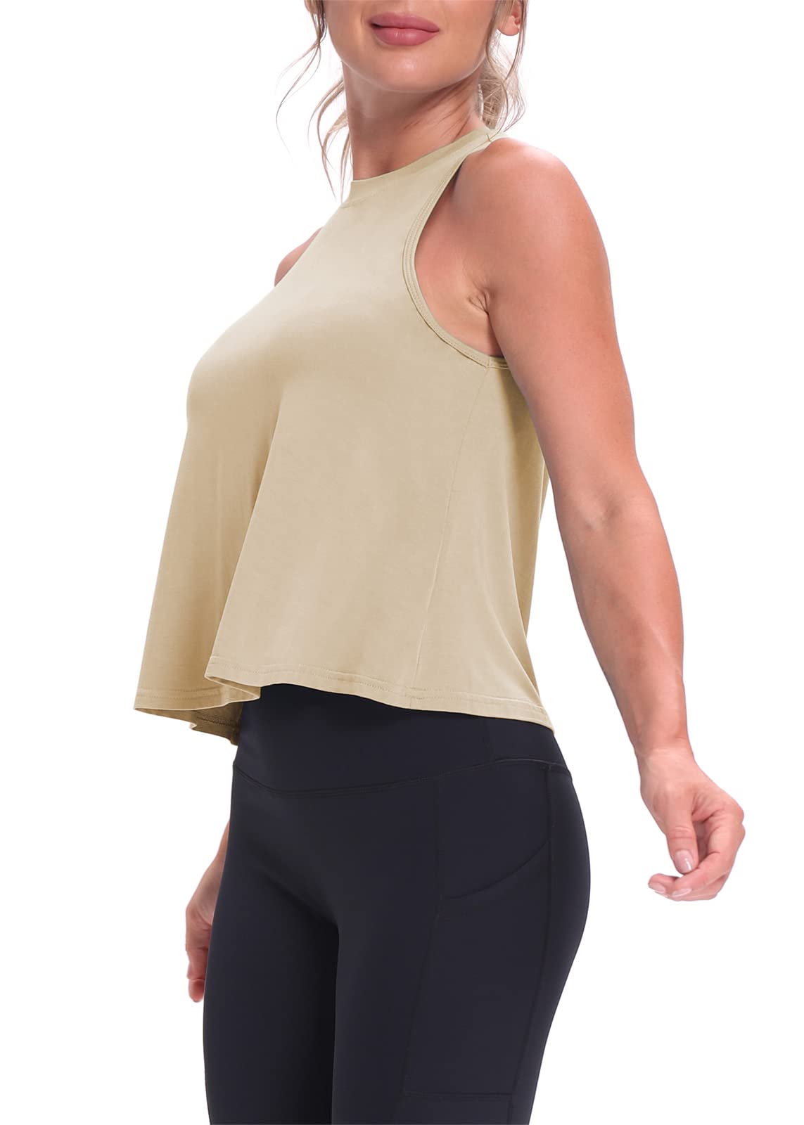 Mippo Women’s Flowy Cropped Workout Tank Top