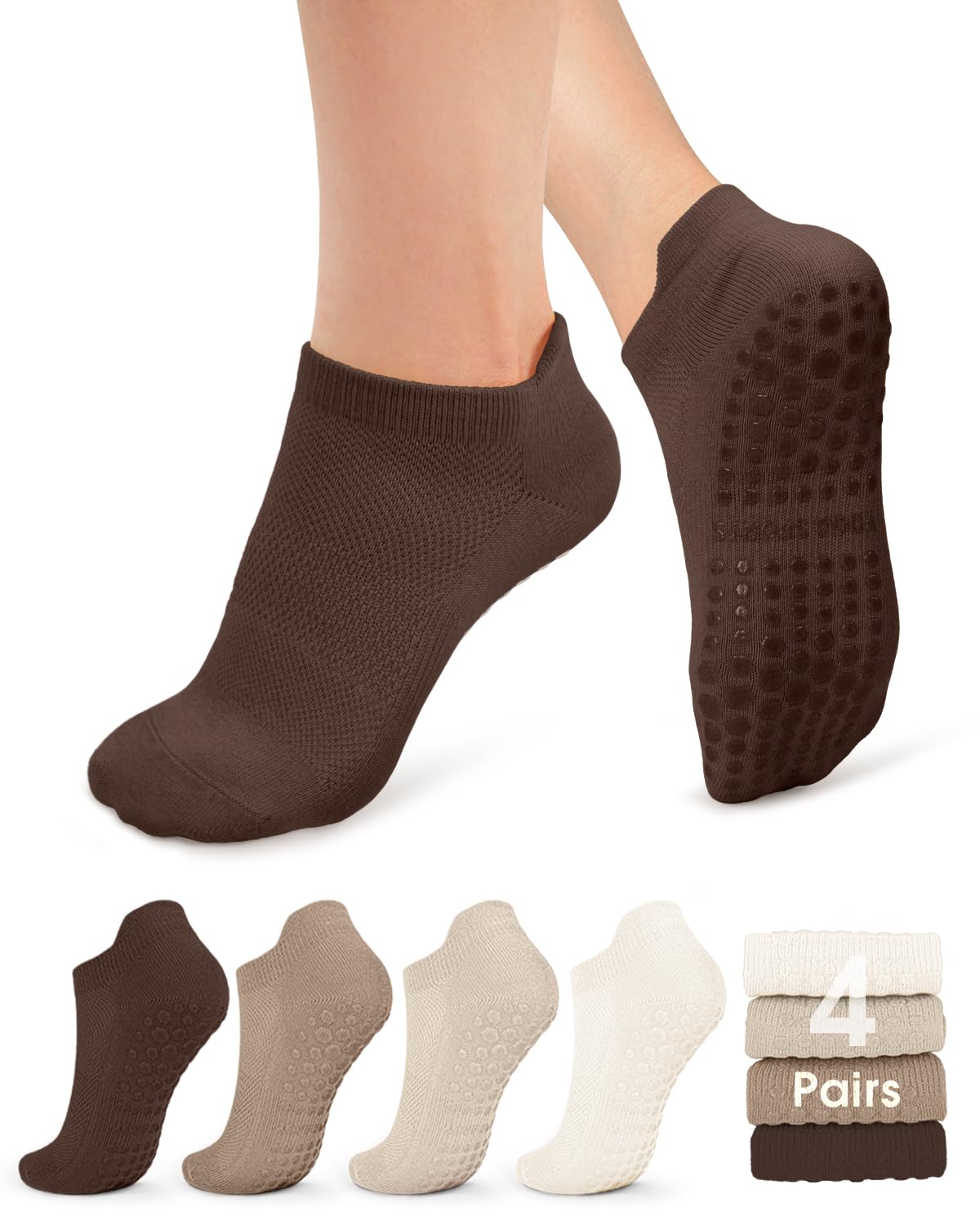 YeuG Non-Slip Pilates Socks for Women (4/6 Pairs)