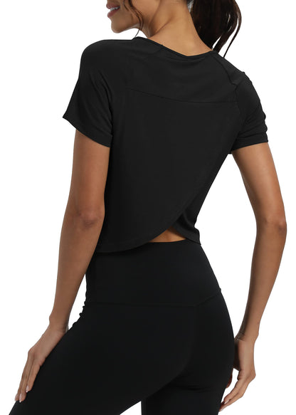 Mippo Women’s Cropped Split Back Workout Top