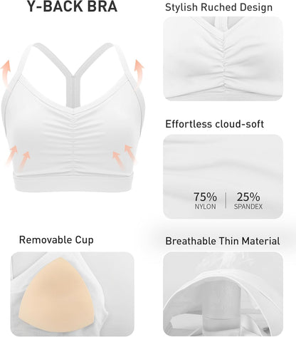 RUNNING GIRL Ruched V-Neck Sports Bra