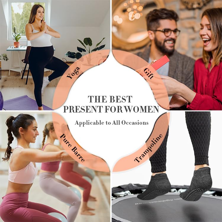 YeuG Non-Slip Pilates Socks for Women (4/6 Pairs)