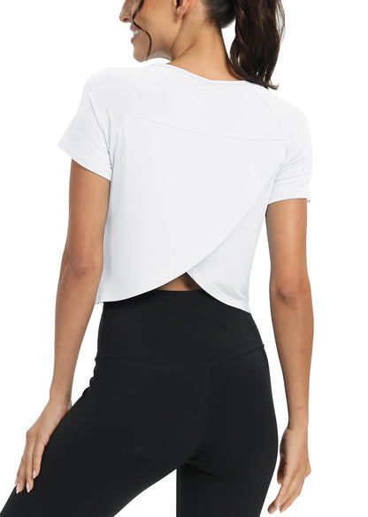 Mippo Women’s Cropped Split Back Workout Top