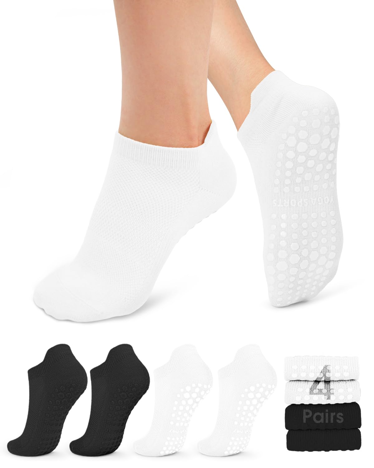 YeuG Non-Slip Pilates Socks for Women (4/6 Pairs)