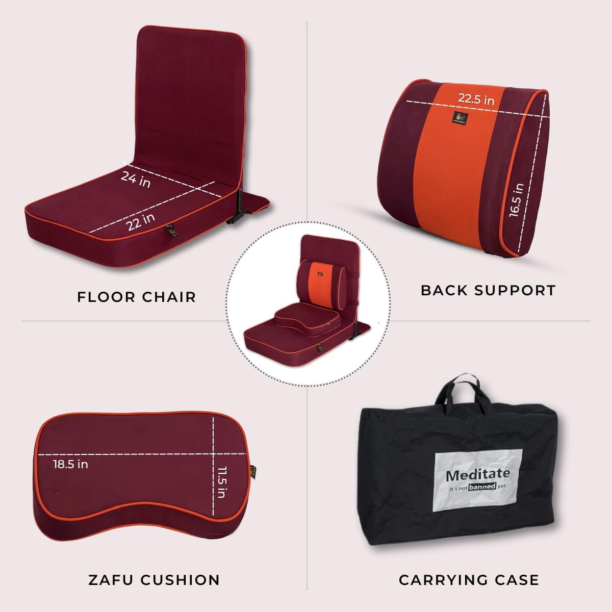 Extra Large Meditation Chair, Maroon (2-Pack)