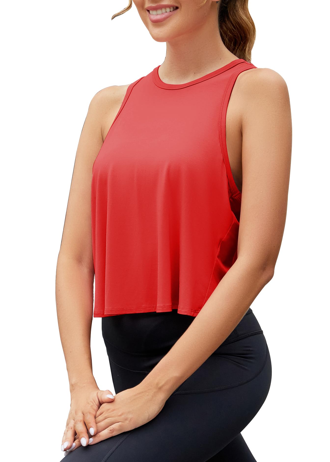 Mippo Cropped Open Back Workout Tank Top