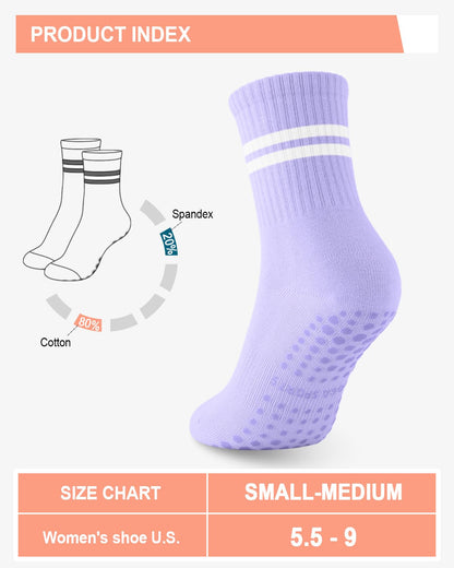 6 Pairs Women’s Non-Slip Pilates & Yoga Socks