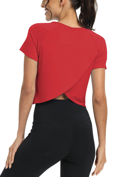 Mippo Women’s Cropped Split Back Workout Top