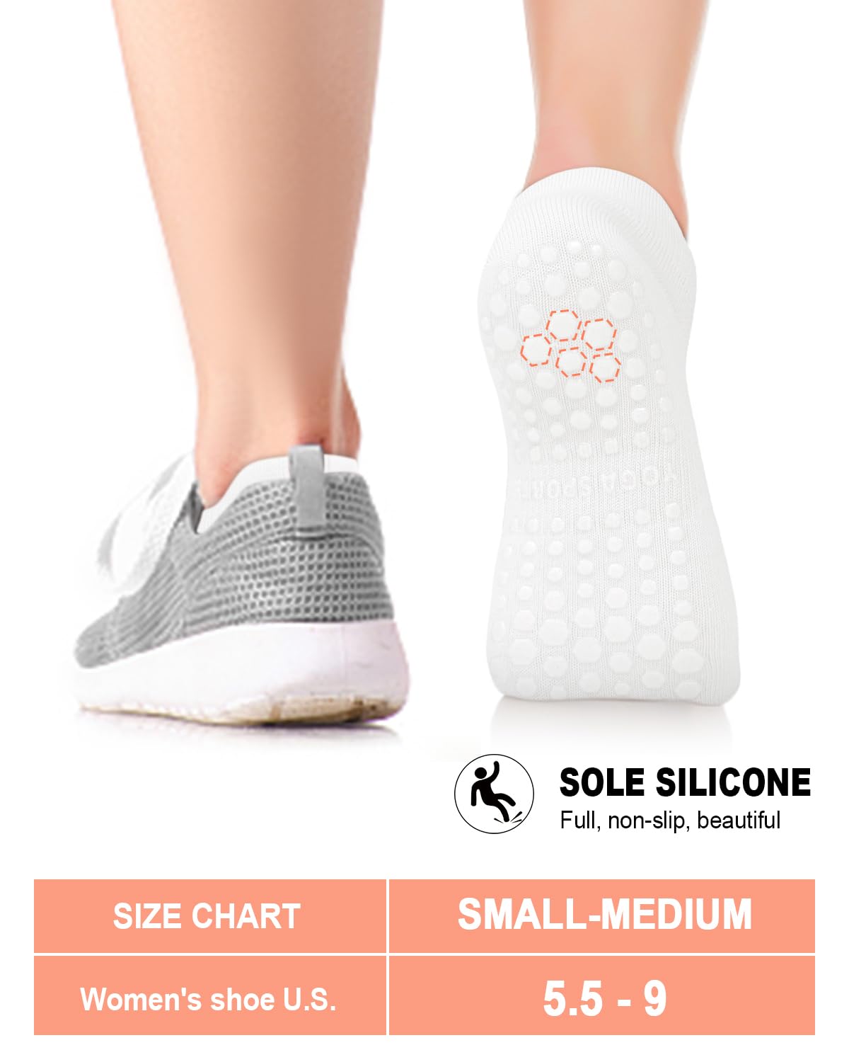 6 Pairs Women’s Non-Slip Pilates & Yoga Socks
