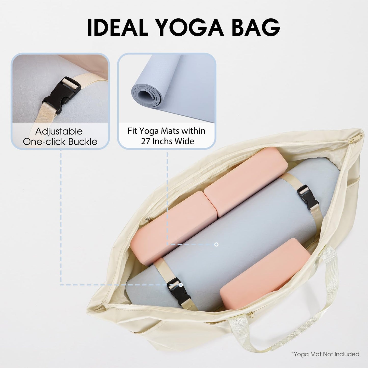 Large Yoga Mat Bag with Shoe & Wet Pocket