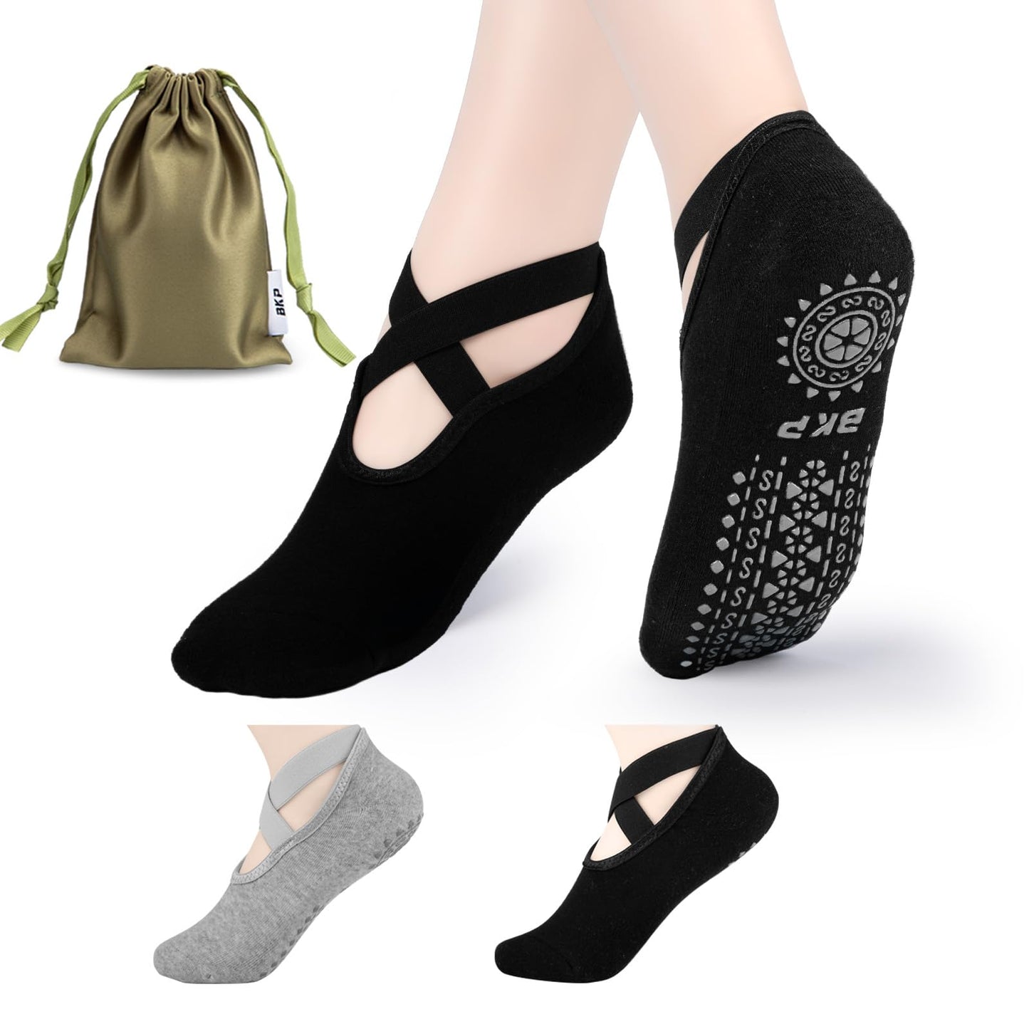 BKP Non-Slip Yoga & Pilates Grip Socks for Women