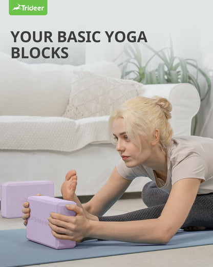 Trideer Yoga Blocks 2-Pack – Non-Slip Foam