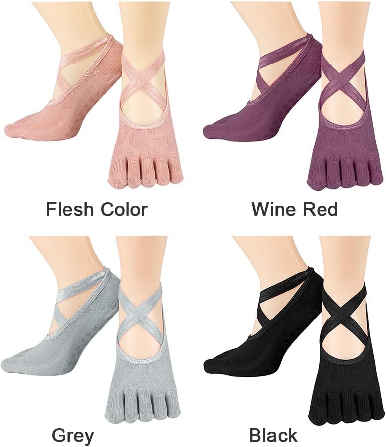 GEZICHTA Non-Slip Yoga Socks (Black, 1 Pair)