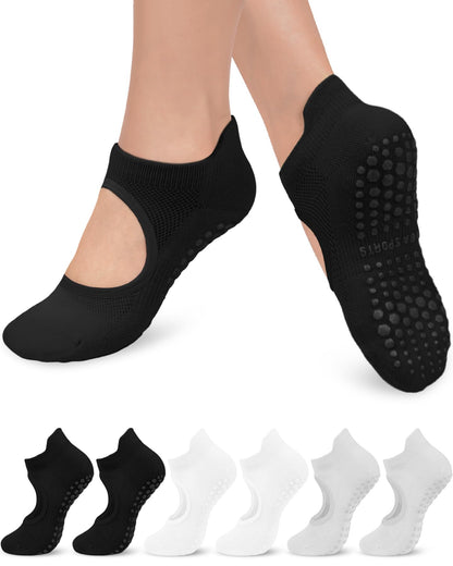 6 Pairs Women’s Non-Slip Pilates & Yoga Socks