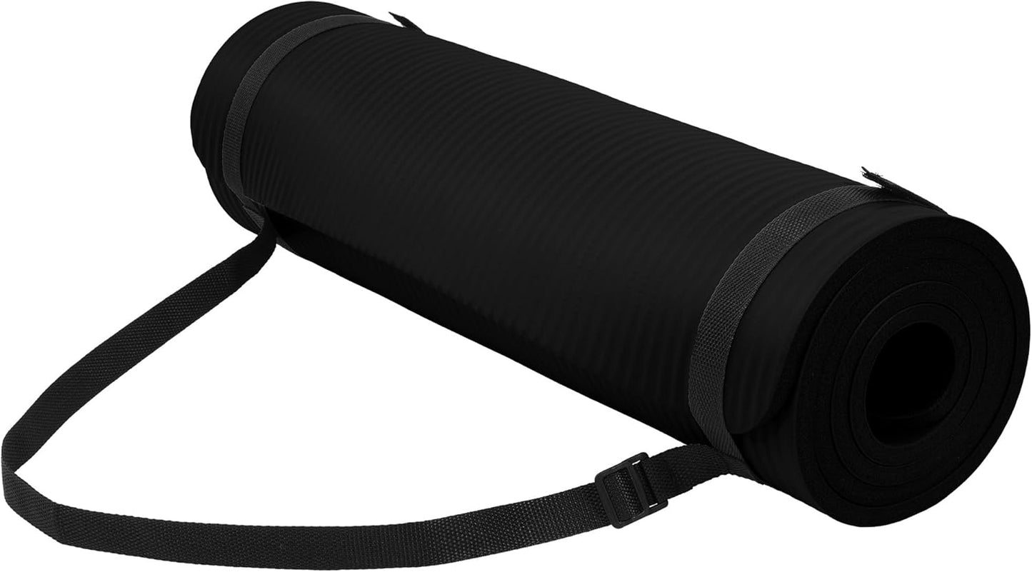 Extra Thick 1/2" High-Density Yoga Mat with Strap