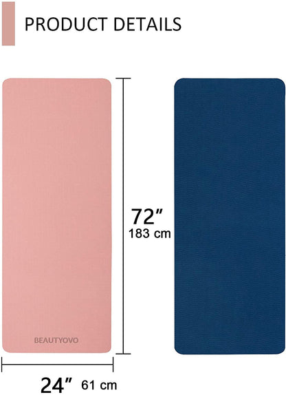 BEAUTYOVO 1/3" Thick Non-Slip Yoga Mat with Strap