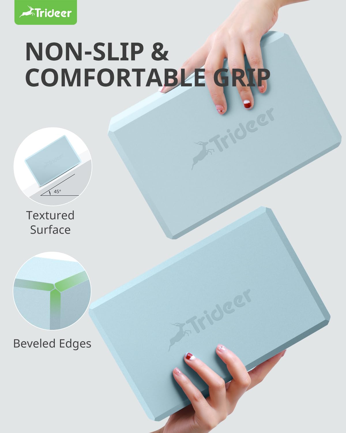 Trideer Yoga Blocks 2-Pack – Non-Slip Foam