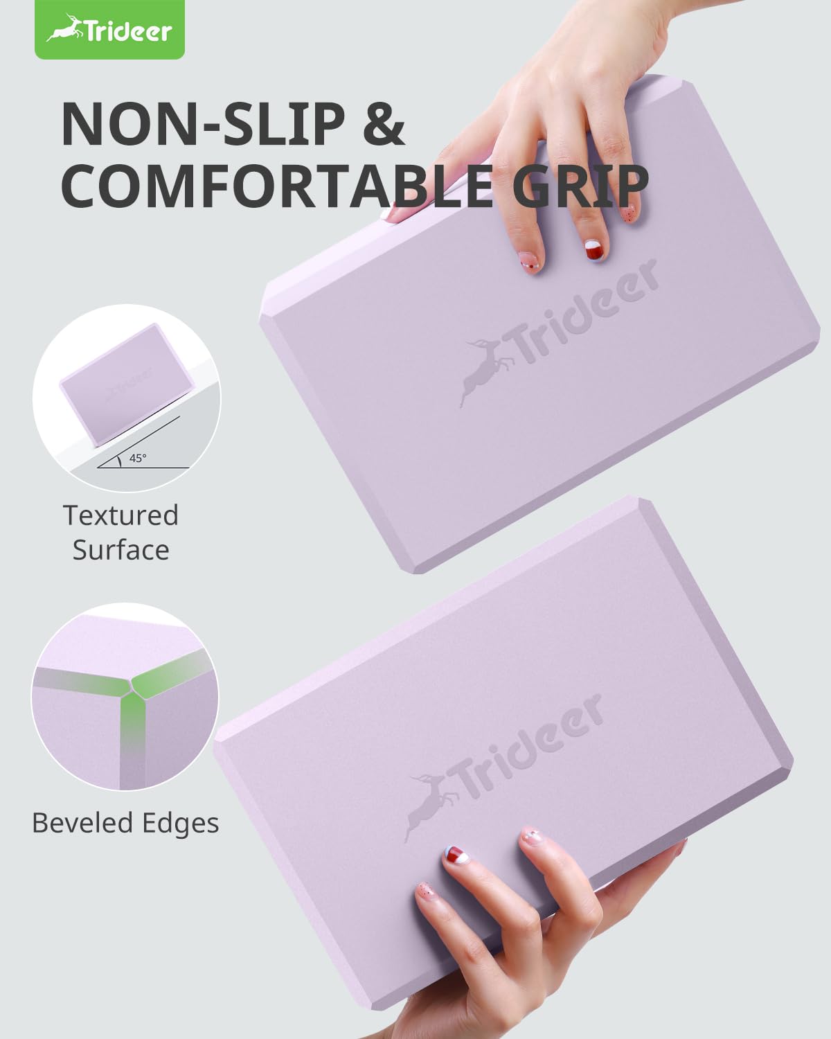 Trideer Yoga Blocks 2-Pack – Non-Slip Foam