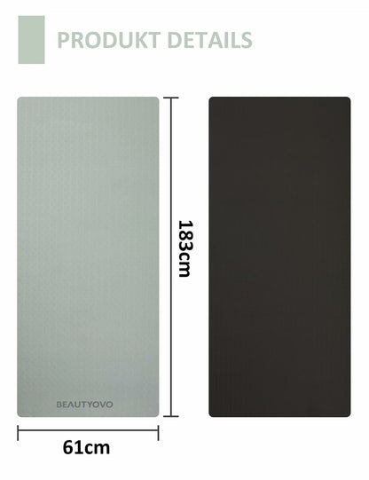 BEAUTYOVO 1/3" Thick Non-Slip Yoga Mat with Strap