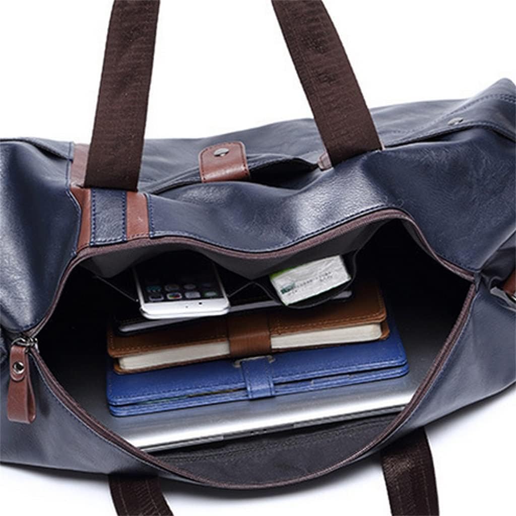 Men’s PU Leather Cylindrical Sports Gym & Travel Bag – Blue