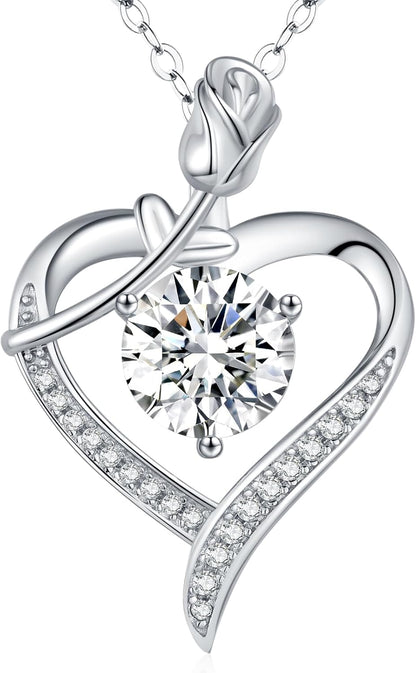 Diamond Rose Pendant & Moissanite Earrings Gift Set