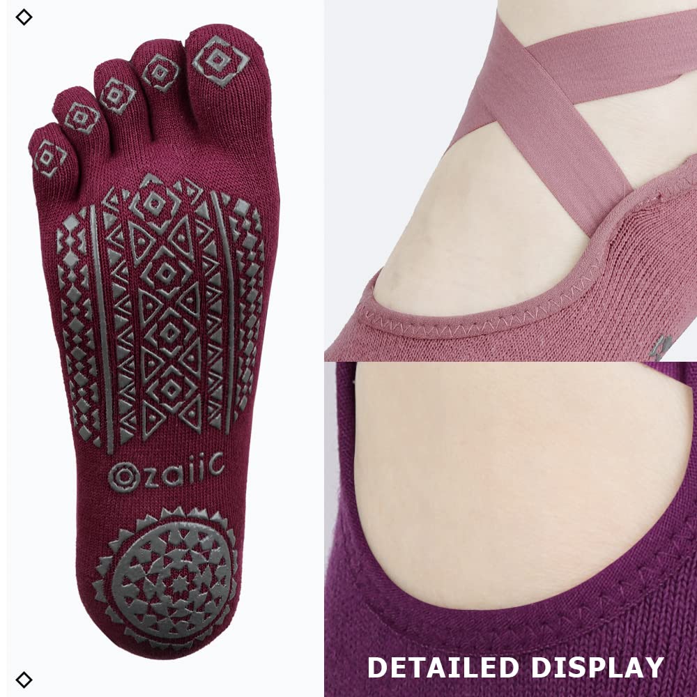 Ozaiic Women’s Non-Slip Yoga Socks with Grips