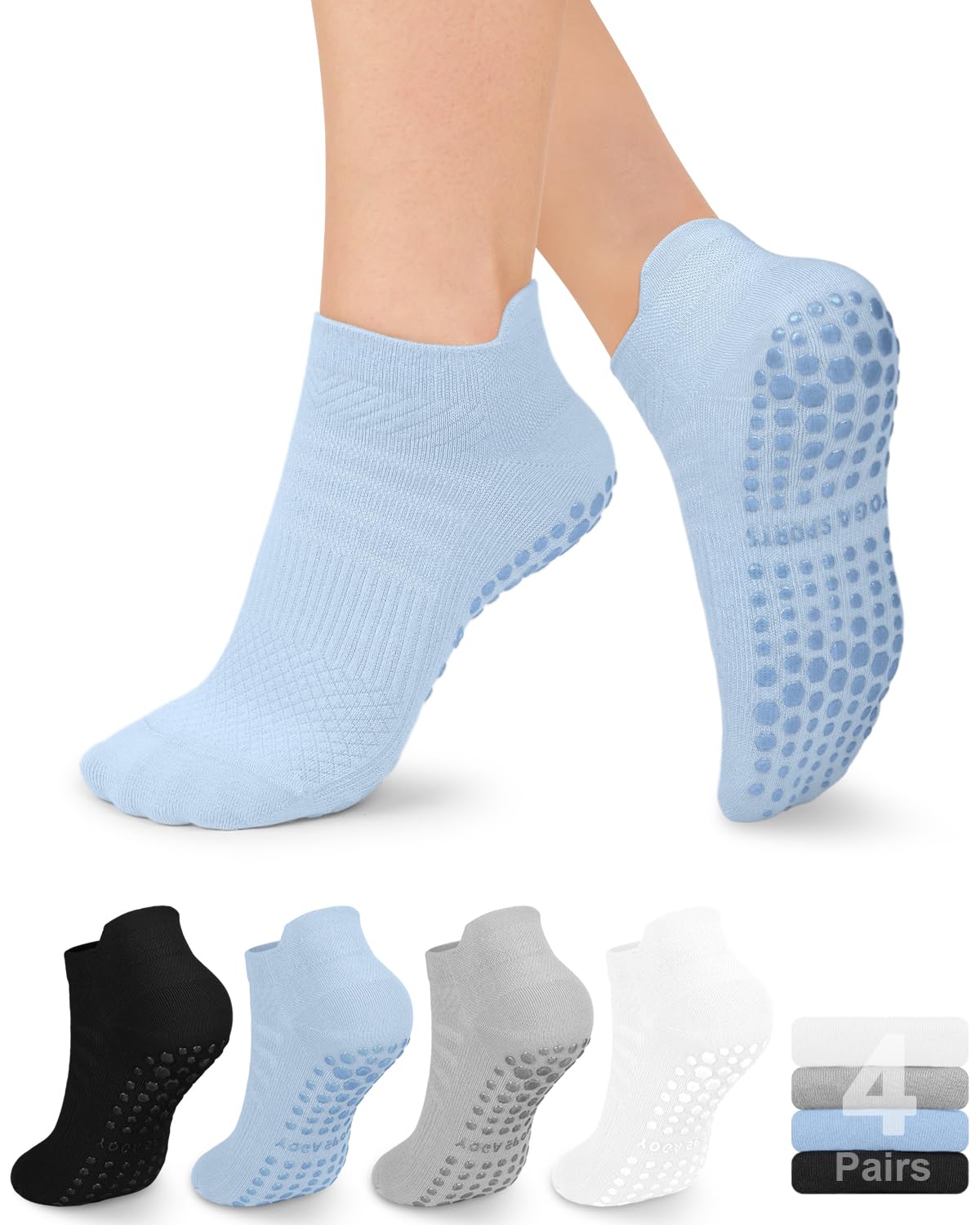 YeuG Non-Slip Pilates Socks for Women (4/6 Pairs)
