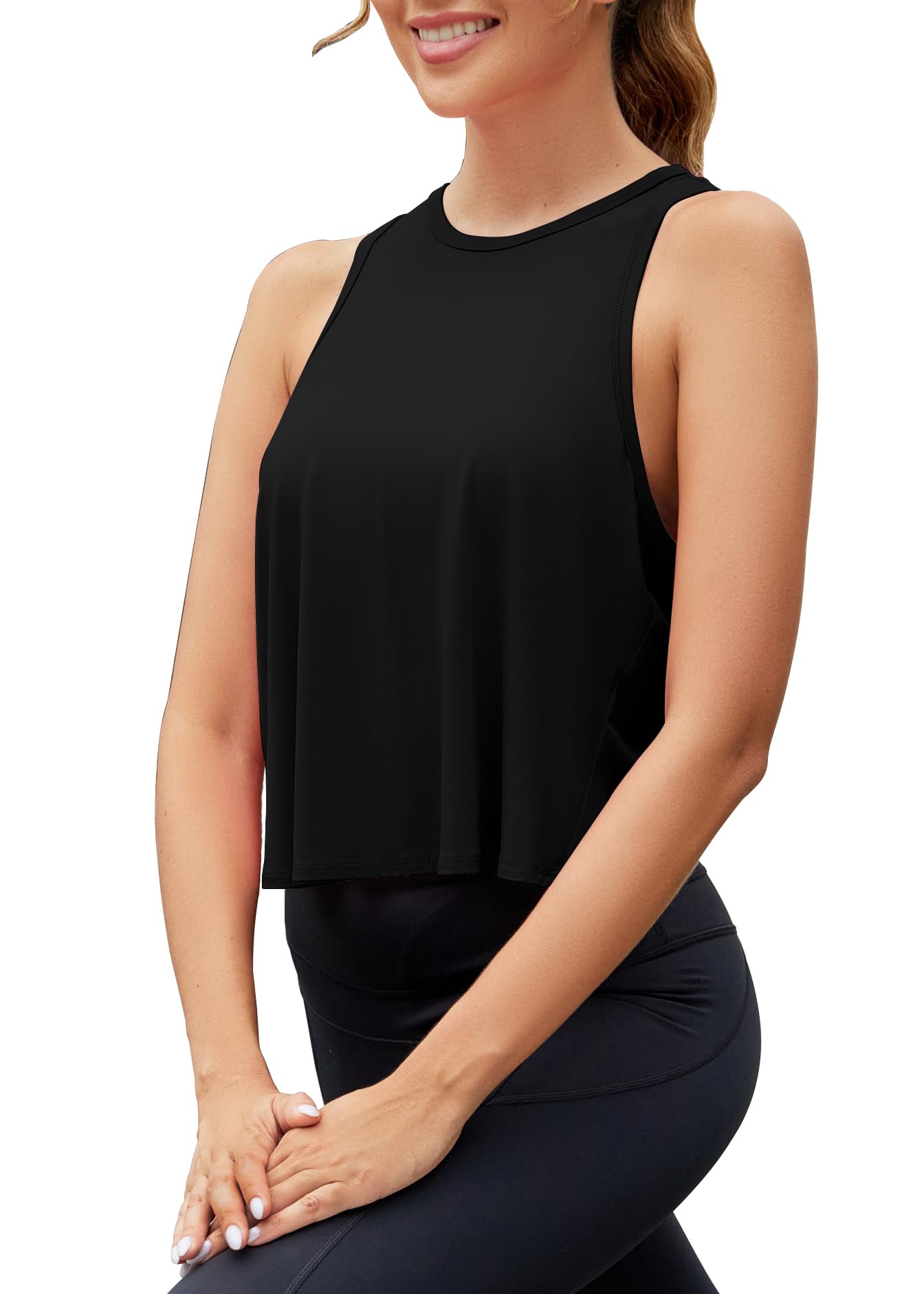 Mippo Cropped Open Back Workout Tank Top