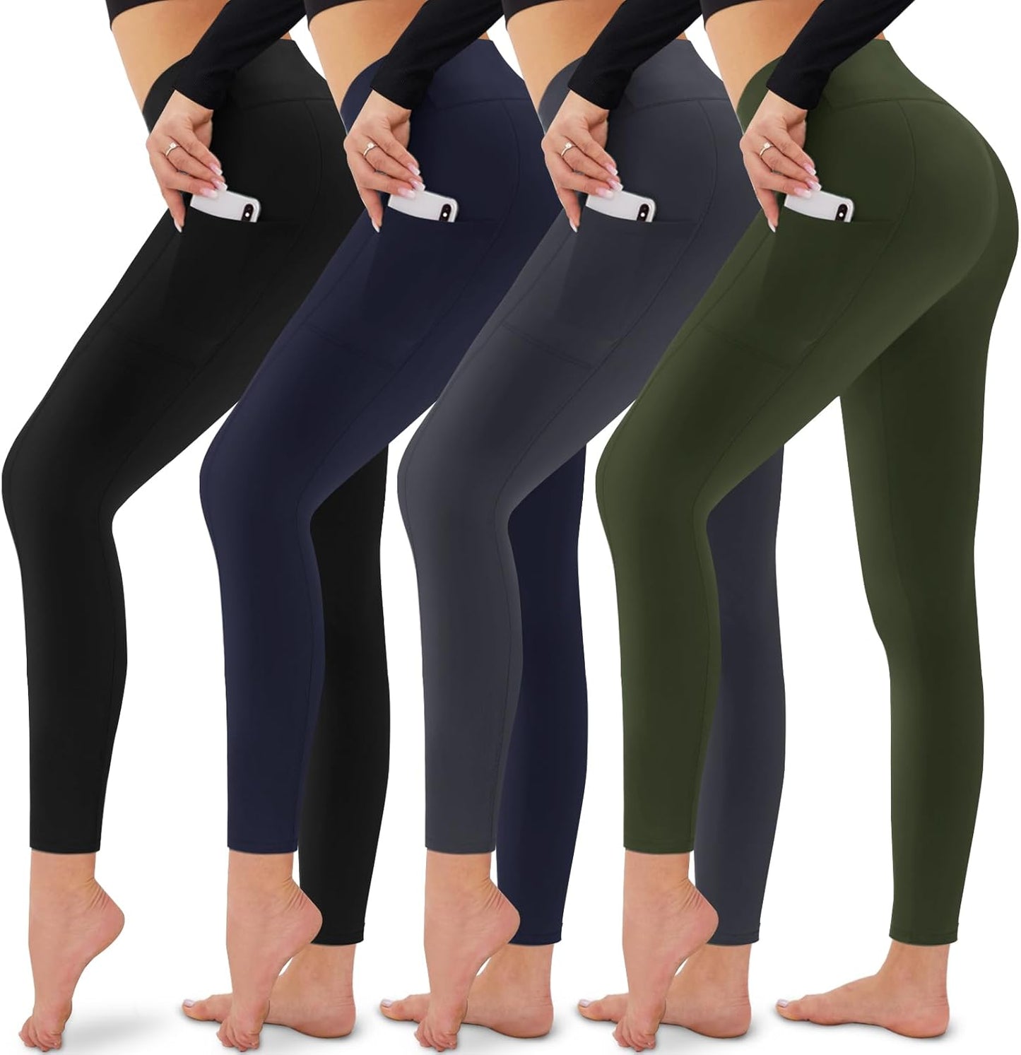 CAMPSNAIL 4-Pack Women’s High Waisted Leggings