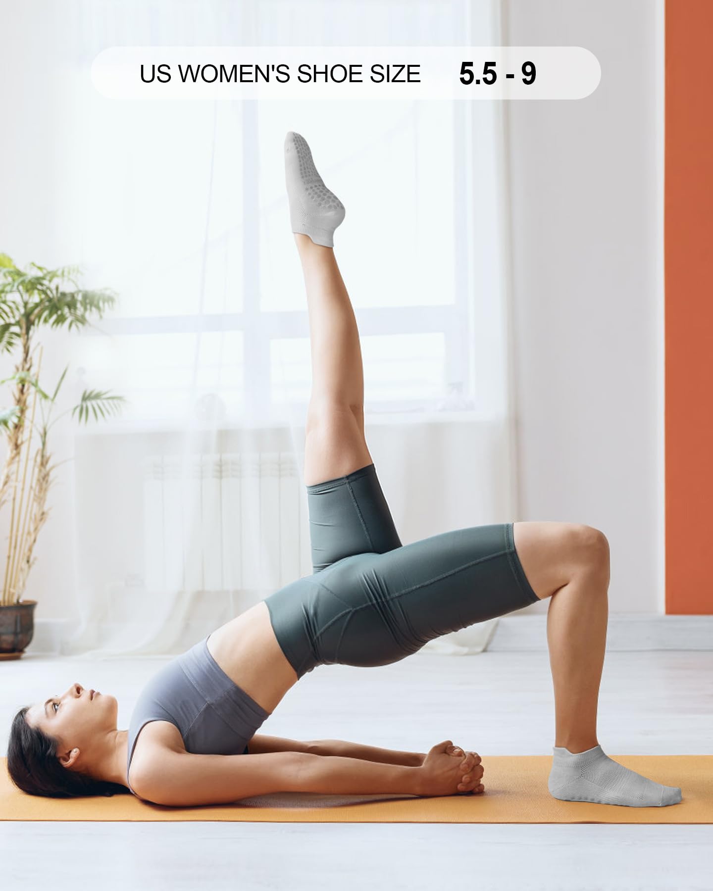 YeuG Non-Slip Pilates Socks for Women (4/6 Pairs)