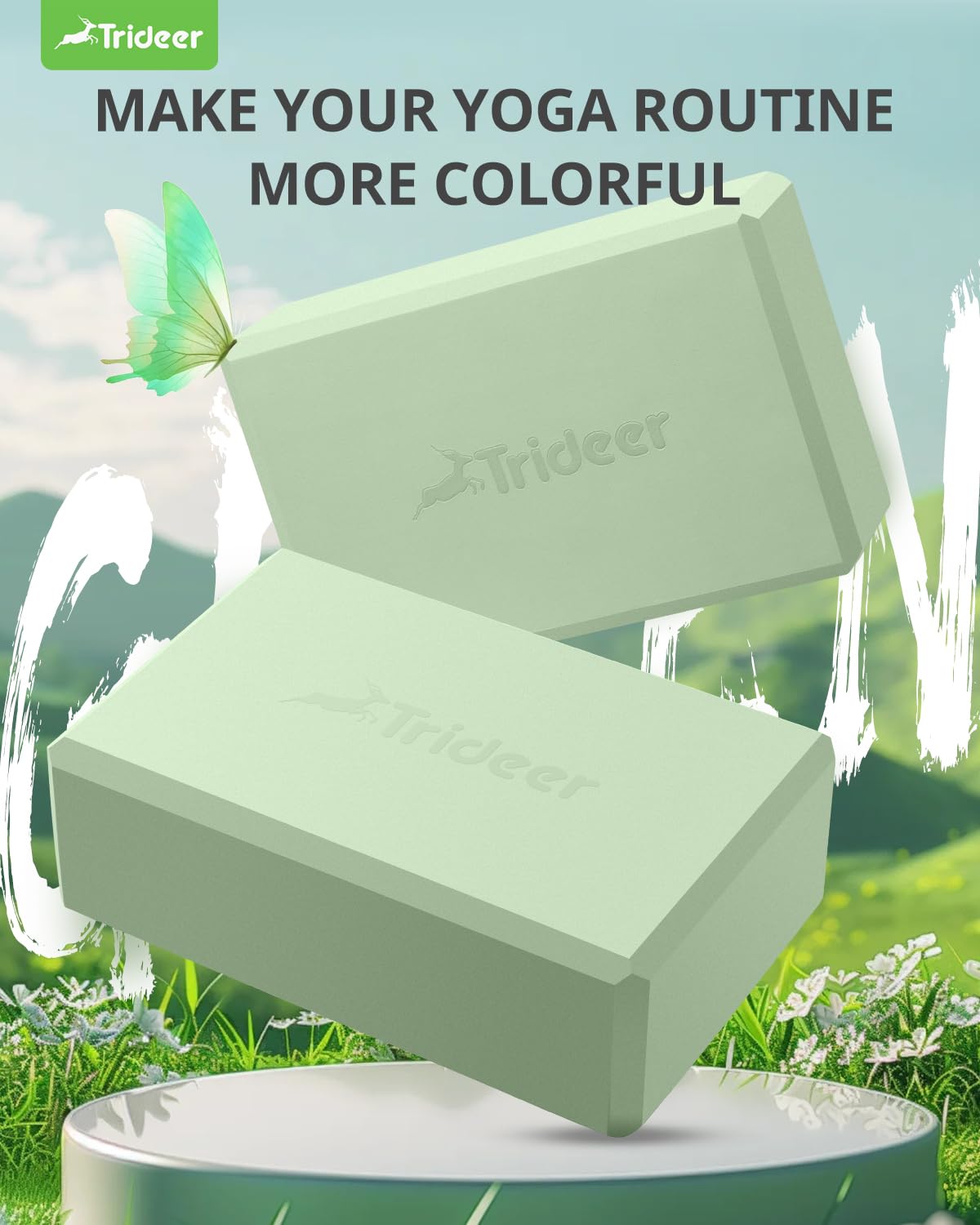 Trideer Yoga Blocks 2-Pack – Non-Slip Foam