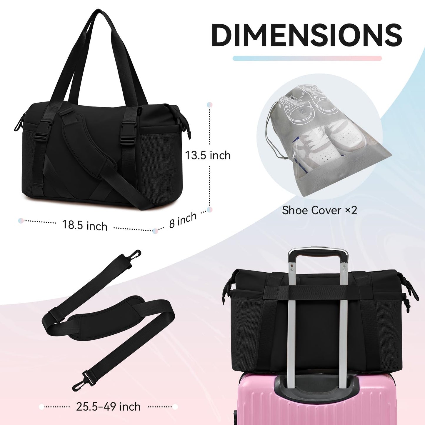 MAXTOP Women’s Gym & Yoga Duffle Bag with Shoe Pouches