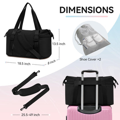 MAXTOP Women’s Gym & Yoga Duffle Bag with Shoe Pouches