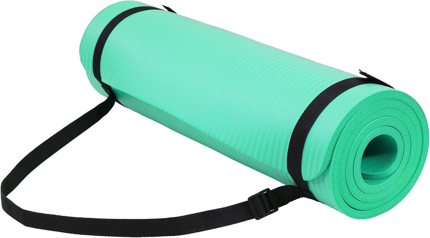 Extra Thick 1/2" High-Density Yoga Mat with Strap