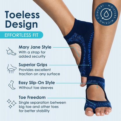 Tucketts Toeless Grip Pilates Socks for Women