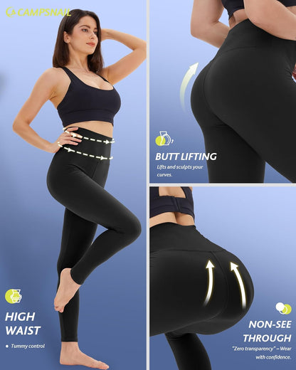 CAMPSNAIL 4-Pack Women’s High Waisted Leggings