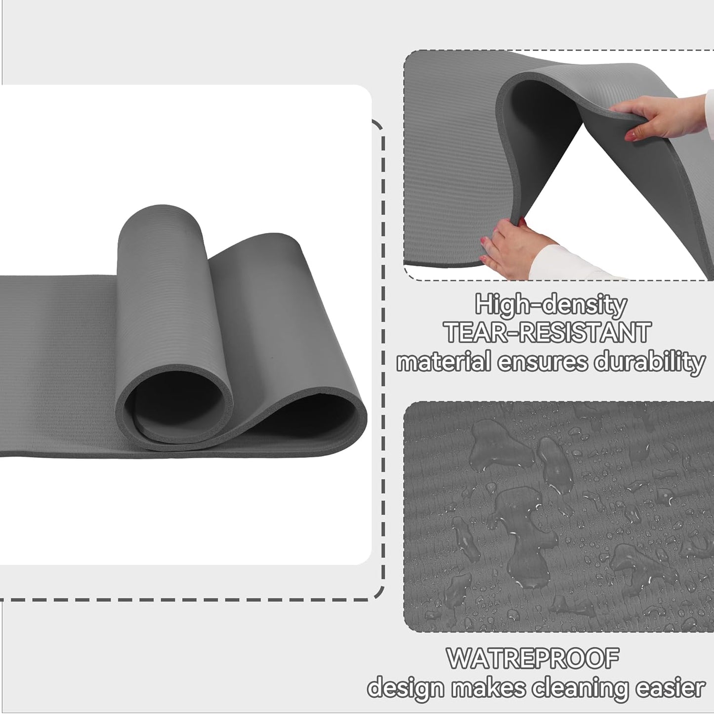 Extra Thick 1/2" High-Density Yoga Mat with Strap