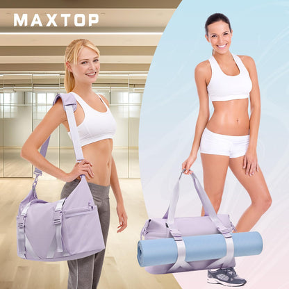 MAXTOP Women’s Gym & Yoga Duffle Bag with Shoe Pouches