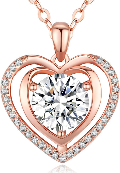 2.0 Ct Heart Necklace & Moissanite Earrings Set