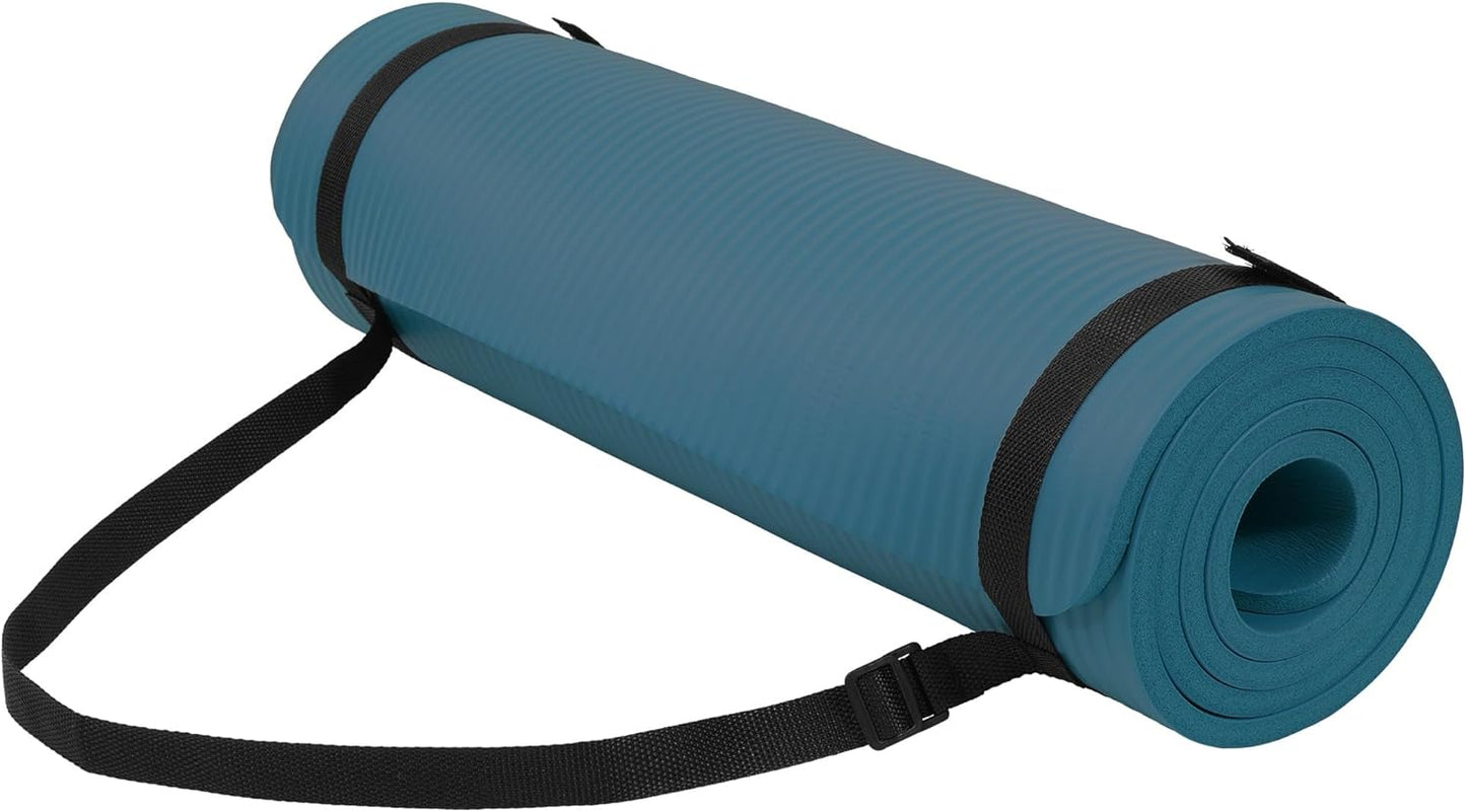 Extra Thick 1/2" High-Density Yoga Mat with Strap