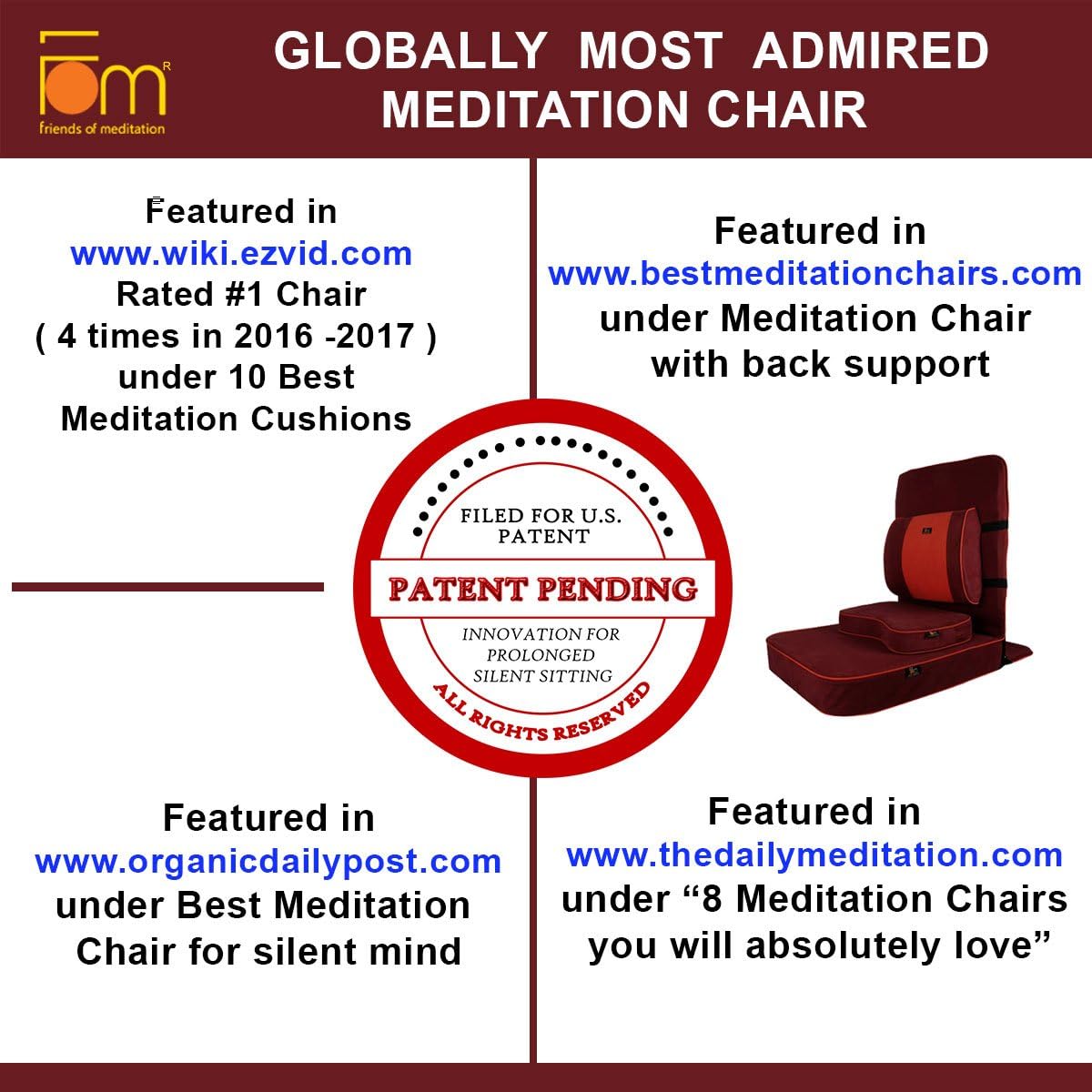 Buddha Meditation Chair, Maroon (8-Pack)