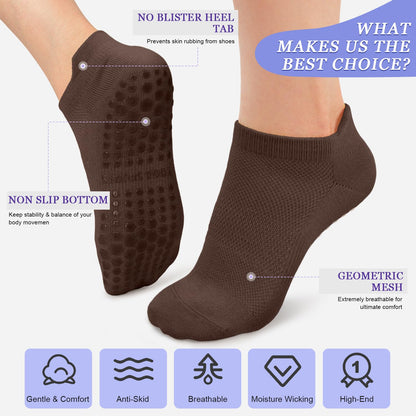 YeuG Non-Slip Pilates Socks for Women (4/6 Pairs)