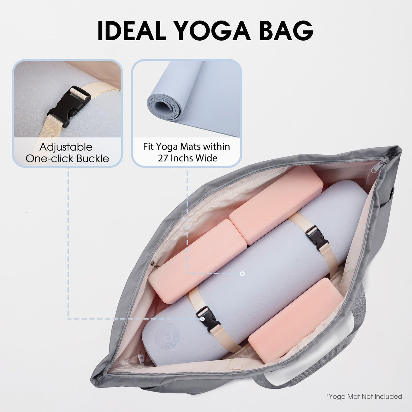 Large Yoga Mat Bag with Shoe & Wet Pocket