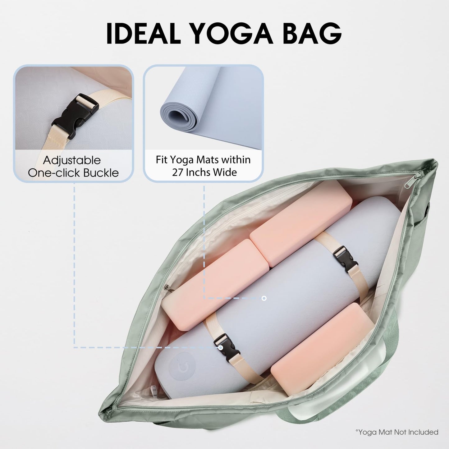 Large Yoga Mat Bag with Shoe & Wet Pocket